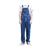 iqyu salopette de travail pour homme - bleu - salopette en jean pour homme - 4xl - combinaison baggy - pantalon cargo d'été - salopette de travail en denim - combinaison de travail - onesie -