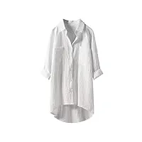 wwricotta chemisiers pour femmes tops down long button shirts sleeve linen casual women's blouse tailleur blanc cadeau maman cher