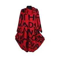 grisodonna italian design robe tunique à superpositions pour femme avec ballon et pull grande taille 42 44 46 48 50 52 54 56 l à 5xl, rouge, 42 große größen