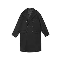 rotakuma vintage double boutonnage big long taille manteau en laine parkas manches longues femme automne hiver (color : black, size : xl)
