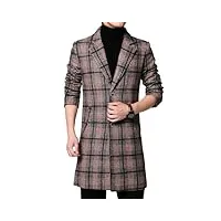 qutbag hommes automne winter affaires casual trench coat hommes longue vérifiez le manteau plaid veste vêtements (color : 2, size : 3xl)