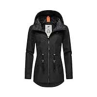 ragwear monadis - veste de transition imperméable pour femme - veste de pluie légère - manteau court avec capuche - tailles xs à 6xl, noir 24, xs