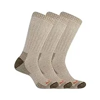 merrell chaussettes de randonnée pour homme et femme, en laine mérinos, rembourrage renforcé, marron (3 paires), l/xl mixte