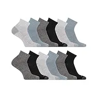 merrell lot de 4, 8 chaussettes rembourrées pour homme et femme-Évacuation de l'humidité, gris (12 paires), small/medium mixte
