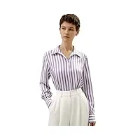 lilysilk chemise en soie pure pour femme de 16 mm bleu/noir/rouge à rayures blanches chemisier avec col en v et manches longues pour le travail décontracté printemps été automne, rayures blanches