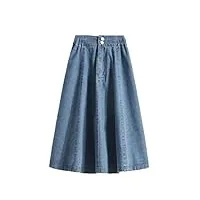 jupes d'été décontractées taille haute pour femmes, style simple, ample, mince, denim, trapèze, longues jupes, couleur photo, 44