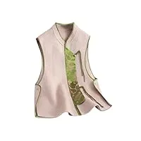 hangerfeng manteau double face en laine pour femme avec boutons à la main et col montant 152, rose, medium