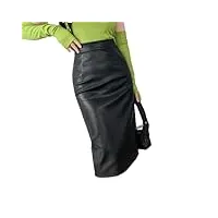 jupes enveloppantes en similicuir pour femme - taille haute - jupe fourreau mince pour femme, noir , 40