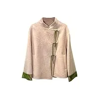 hangerfeng manteau double face en laine pour femme col montant à manches longues rose chaud top 153, rose, medium