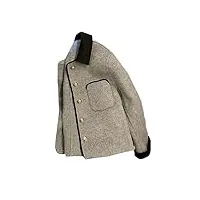uktzfbctw manteaux courts matelassés vintage pour femmes, veste en laine à revers contrasté, manteaux d'automne et d'hiver, gris, xs
