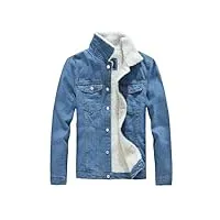 hgvcfcv veste en jean pour homme - chaud - style coréen - style coréen - style vintage - manteau en jean noir, bleu ciel, m