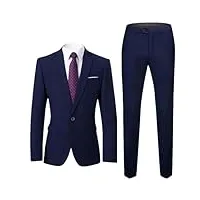 costume 2 pièces pour homme avec veste, pantalon, costume de bureau pour mariage, marié, costume formel à bouton unique, costume bleu roi, 4x-large