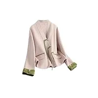 hangerfeng manteau double face en laine avec bouton à la main col en v et manches longues pour femme rose chaud top 155, rose, taille s