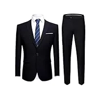costume 2 pièces pour homme avec veste, pantalon, costume de bureau pour mariage, marié, costume formel à bouton unique, combinaison noire, l