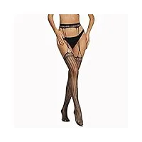 xtzyglfd bas de lingerie sexy pour femmes, porte-jarretelles, rayures, cuisses hautes, chaussettes longues en résille, collants noirs, bas transparents (a15822 a) (6050 a) (a15822 a)