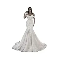 gerrit femmes hors Épaule sirène robe de mariée floral motif robe de mariage, blanc, 28