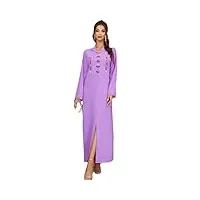 bollrllr robe caftan à capuche et perles fendue pour femme dubaï robe de fête ample gulf abayas, robe violette, s