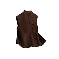 hangerfeng manteau double face en laine pour femme avec boutons à la main et col montant 160, marron, medium