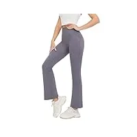 10 pièces leggings Évasés gris femmes, taille haute, doux, décontracté, confortable, extensible, pantalon de yoga, séchage rapide (color : gray, size : s)