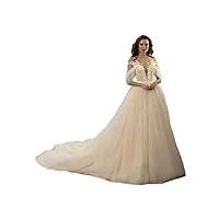 apzknhda bretelles a - word, robe de mariée bohème, appliques en dentelle, tulle, robe de mariée, ivoire, 50