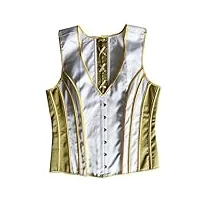 wvapzxx corset doré pour homme - corset plat - taille mince avec os - gilet à lacets vintage, doré, l