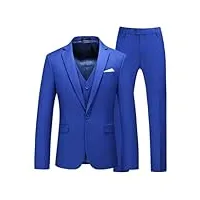 (veste+gilet + pantalons) business couleur unie slim fit costumes 3 pièces hommes mariage smoking, bleu marine, xl