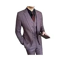 costume 3 pièces pour homme (costume + gilet + pantalon) - coupe ajustée - pour les affaires et les mariages, violet lot de 2, l