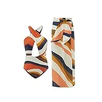xtzyglfd maillot de bain imprimé à rayures et bretelles croisées - robe de plage fine et sexy (couleur : d, taille : l) (d xl)