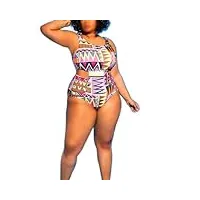 maillot de bain grande taille avec découpe pour femme - maillot de bain une pièce imprimé africain - grande taille - maillot de bain sexy (couleur : b, taille : xxx-large code) (b xxblarge code)