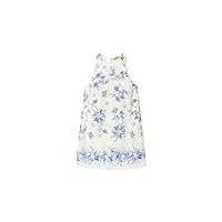 twinset robe courte twinset col américain, motif floral sans manches, ligne en a, coupe régulière, couleur blanc bleu, st.toile de jouy ivoire/blue c, 44