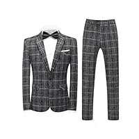 (veste + pantalon) costume à carreaux 2 pièces pour homme robe de soirée de mariage slim smoking, noir , 4x-large