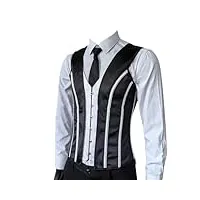 ornrjfll corset moulant pour homme - taille mince - vintage - noir - À lacets - costume de scène de mariage, noir , xl
