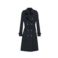 office lady double boutonnage long trench manteaux classique chic veste coupe-vent ceinture noir s