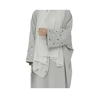 kimono brodé en forme de cœur pour femme dubaï abaya surdimensionné manches fines musulmanes vêtements islamiques, café, cœur et écharpe, xs