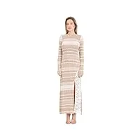 akep robe longue pour femme crème et sable en tricot lurex avec fente, beige, s