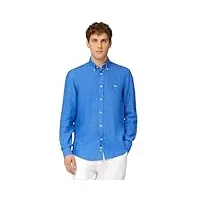 harmont & blaine chemise à manches longues en lin crl014010883b, bleu, small