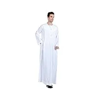 faslolsdp vêtements musulmanes pour femme abaya - robe arabe - robe d'été rétro - robe maxi - tunique abaya - manches longues - vêtements arabes - cadeaux musulmans, blanc., m