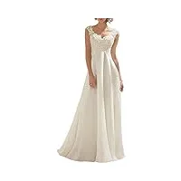 awupbdkr robe de mariée longue whitney v - neck col montant femmes robe de mariée vintage dentelle robe longue mode nuptiale, ivoire, 54