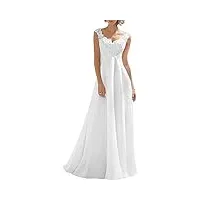 awupbdkr robe de mariée longue whitney v - neck col montant femmes robe de mariée vintage dentelle robe longue mode nuptiale, blanc, 34