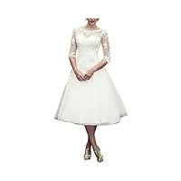 wyfdmnn accessoires robe courte dentelle tulle a - ligne robe de mariée, ivoire, 34