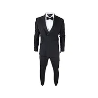 truclothing.com costume homme classique style smoking pour veston croisé et pantalon avec bande satinée - noir 52