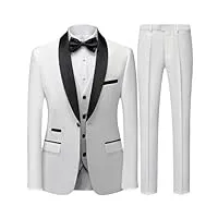 costume trois pièces décontracté col épissé simple boutonnage costume de mariage gilet pantalon, lot de 3 pièces blanc, 5x-large