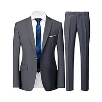 costume 3 pièces pour homme - couleur unie - deux boutons - blazer de mariage - pantalons - gilet, lot de 2 pièces gris foncé, 5x-large