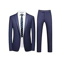 costume trois pièces pour homme - couleur unie - double fente - costume formel - veste pantalon - gilet, lot de 2 pièces bleu marine, 5x-large