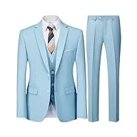 costume 3 pièces pour homme - couleur unie - deux boutons - blazer de mariage - pantalons - gilet, lot de 3 pièces sky, 6x-large
