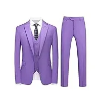 costume trois pièces pour homme - couleur unie - double fente - costume formel - veste pantalon - gilet, lot de 3 pièces zi luo lan, l