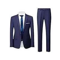 costume 3 pièces pour homme - couleur unie - avec un bouton - blazer de danse - gilet, lot de 2 pièces bleu marine, 5x-large