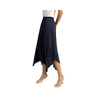 dbfbdtu jupes pour femme - jupe midi plissée pour femme - doublure en soie asymétrique - taille élastique, bleu marine, 34
