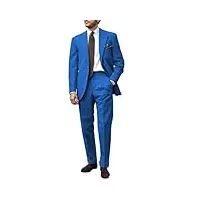 tiavllya costume en lin pour homme - 2 pièces - décontracté - coupe ajustée - pour mariage, bal de promo, smoking, bleu, 44 cm