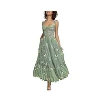 stillluxury robe de bal en tulle avec broderie florale pour juniors longueur thé robe de soirée pm39, a-vert, 36